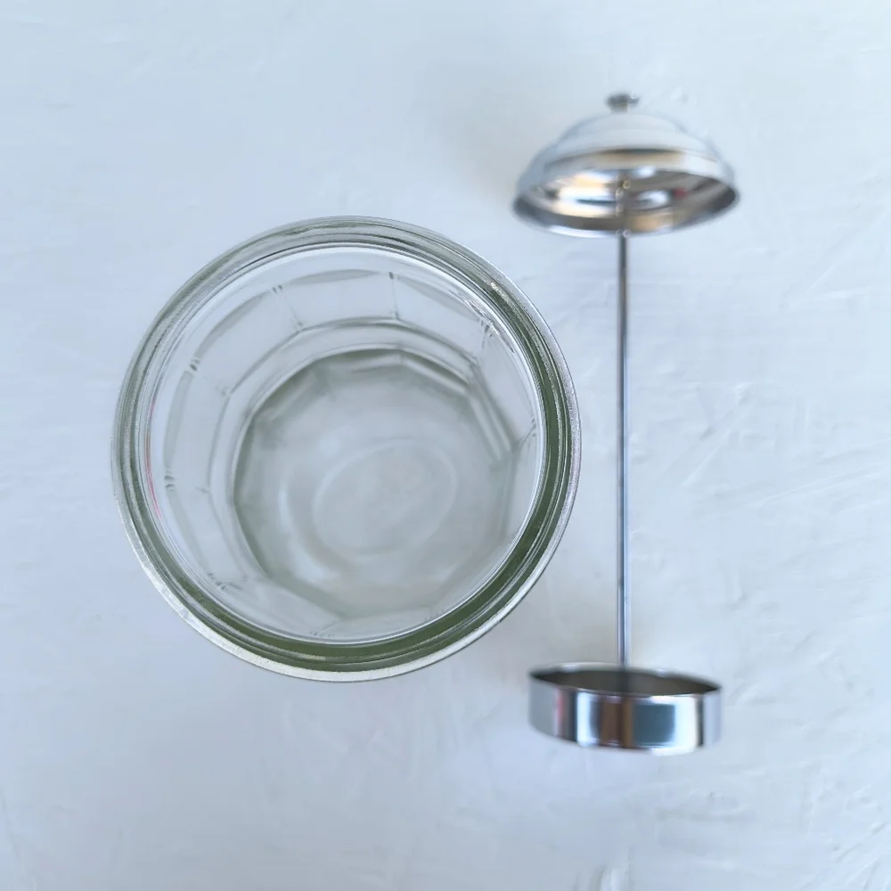 TABLE CRAFT | Vintage Glass Straw Dispenser Jar with Silver Lid & Handle